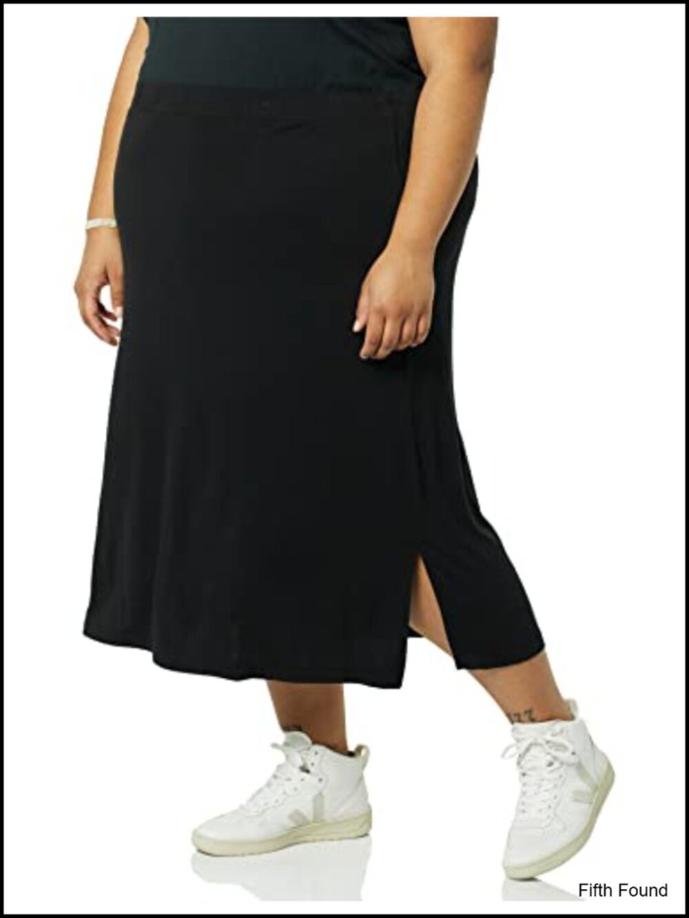 Women's Pull-On Knit Midi Skirt Elastic Waist Slits Rayon Stretch Jersey